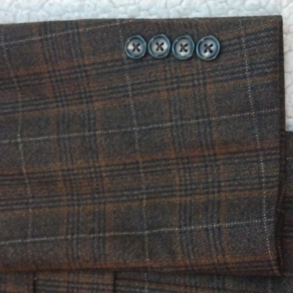 Jos. A. Bank Signature Collection Brown Wool Plaid/Glen Check Sport Jacket 42R - Picture 6 of 14